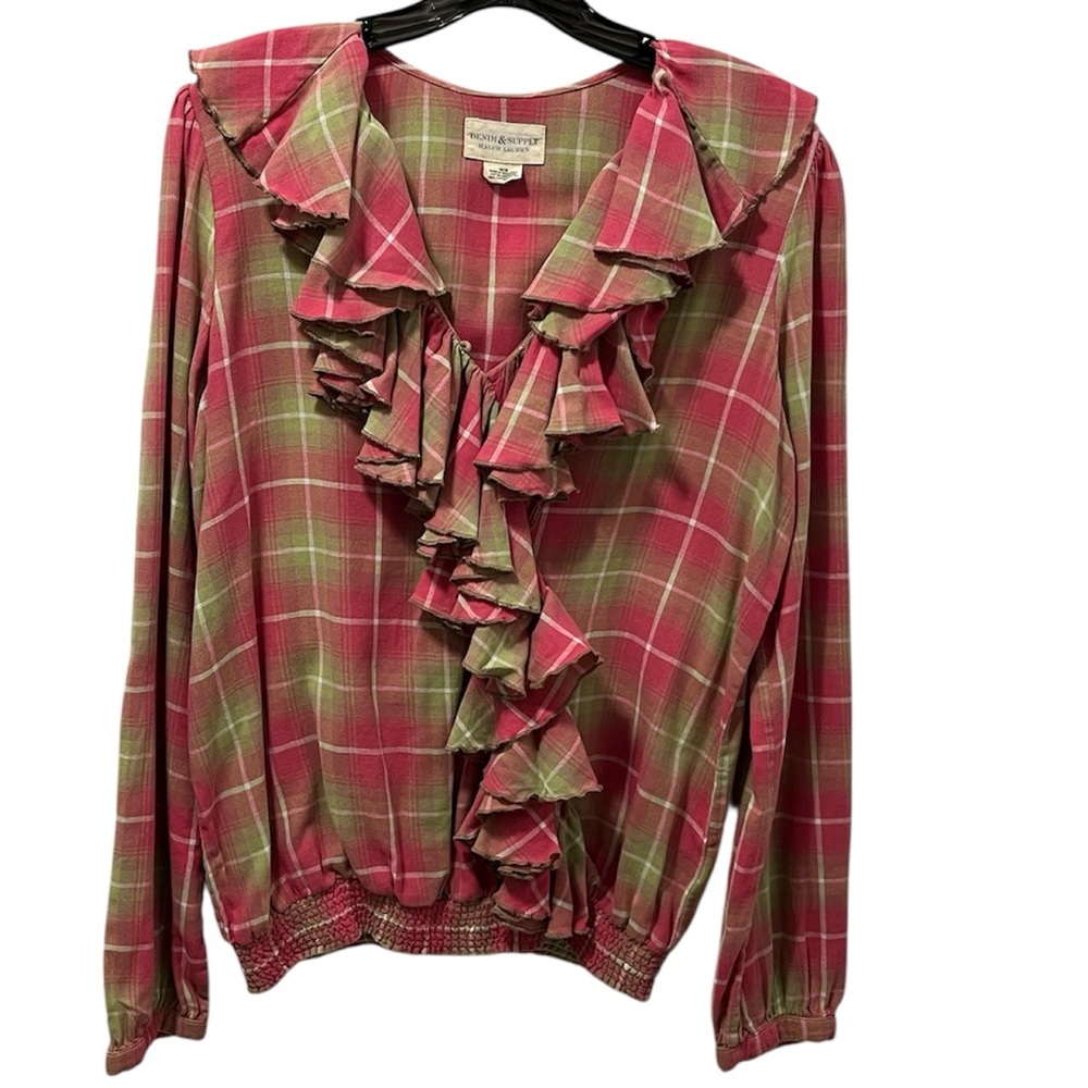 Denim & Supply Ralph Lauren plaid ruffle blouse Size M